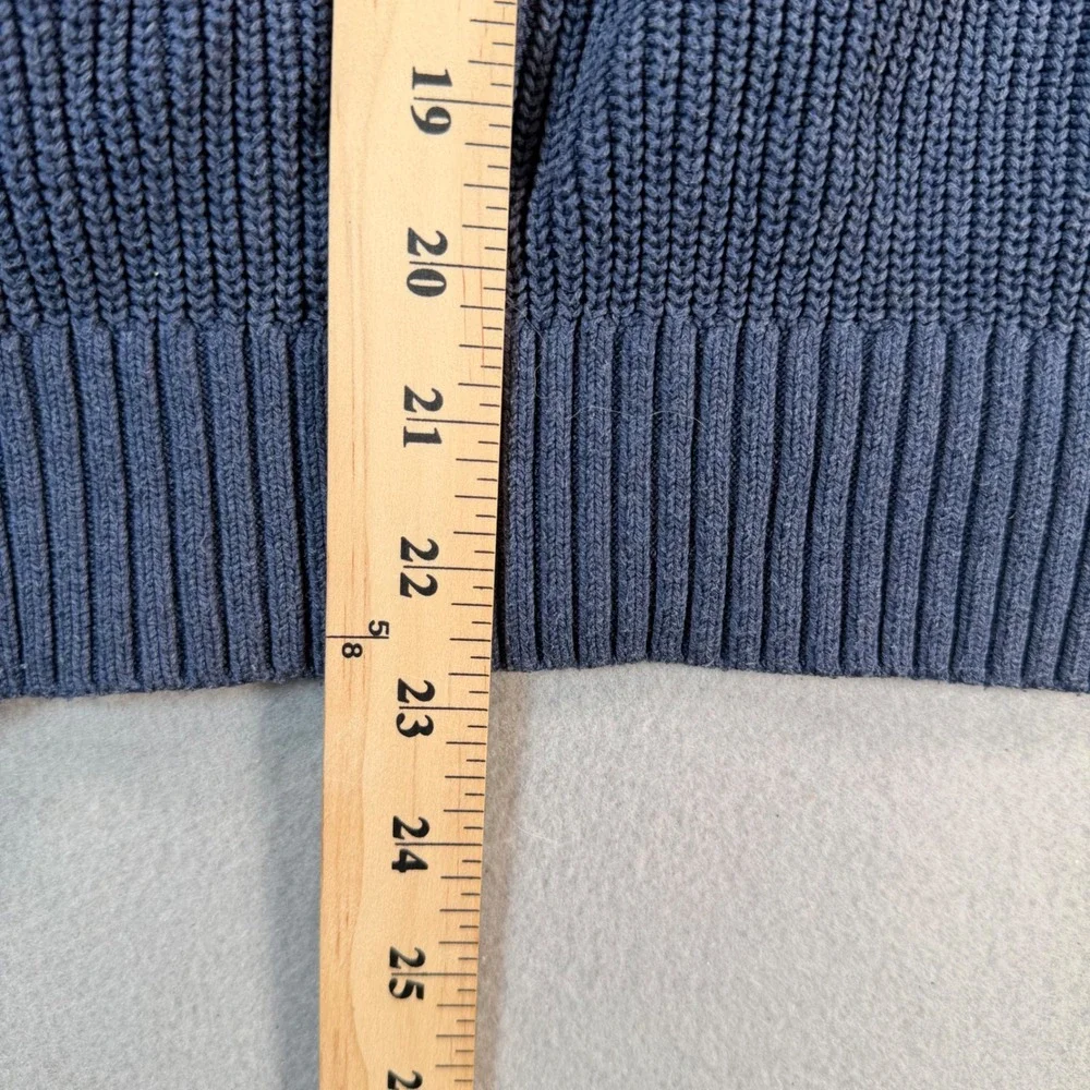 Lunya Good In Bed Navy Blue Chunky Knit Polo Sweater Cotton Silk Mens XS